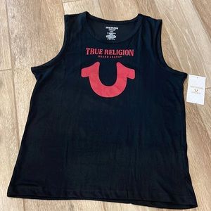 True Religion Black/Red Loungewear Tank Top Tee LARGE